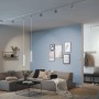 URail Pendelleuchte Catalejo, Chrom matt, im Wohnraum mit Schienensystem. Moderne Beleuchtung.