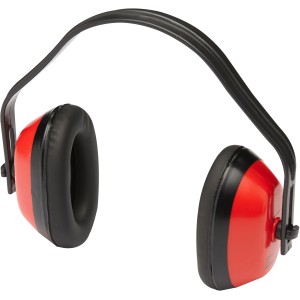 Gebol Kapselgehörschutz Basic, rot-schwarz, mit weichen Ohrpolstern für hohen Tragekomfort.