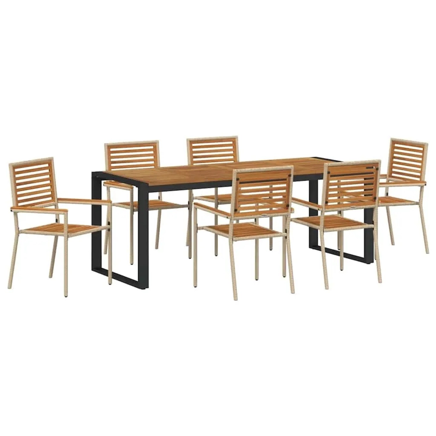 vidaXL Garten Essgruppe 7-Tlg Beige und Braun Poly-Rattan 3365486 günstig online kaufen