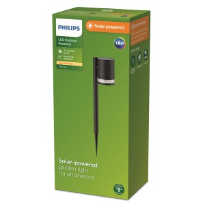 Philips Solar-Wegeleuchte Spiess Fyce, 1,5W, mit Erdspieß in Verpackung.