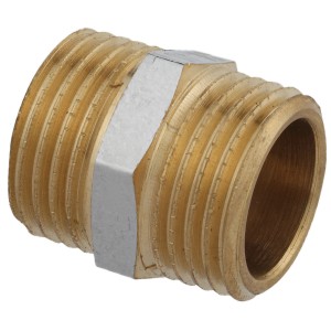 Kirchhoff Doppelnippel, 21 mm (1/2 AG), Chrom, aus Messing für Gewindefittings.