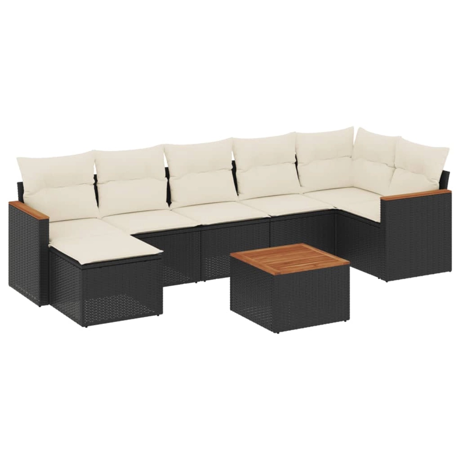 vidaXL 8-Tlg Garten-Sofagarnitur mit Kissen Schwarz Poly Rattan 3258598 günstig online kaufen