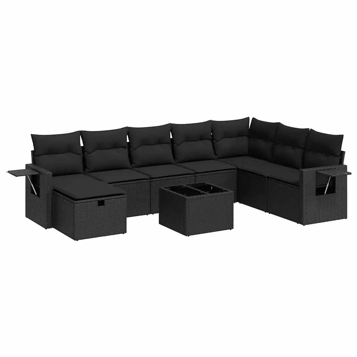 vidaXL 9-Tlg Garten-Sofagarnitur mit Kissen Schwarz Poly Rattan 3325541 günstig online kaufen