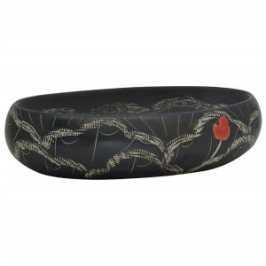 vidaXL Aufsatzwaschbecken Schwarz Oval 59x40x15 cm Keramik 155082