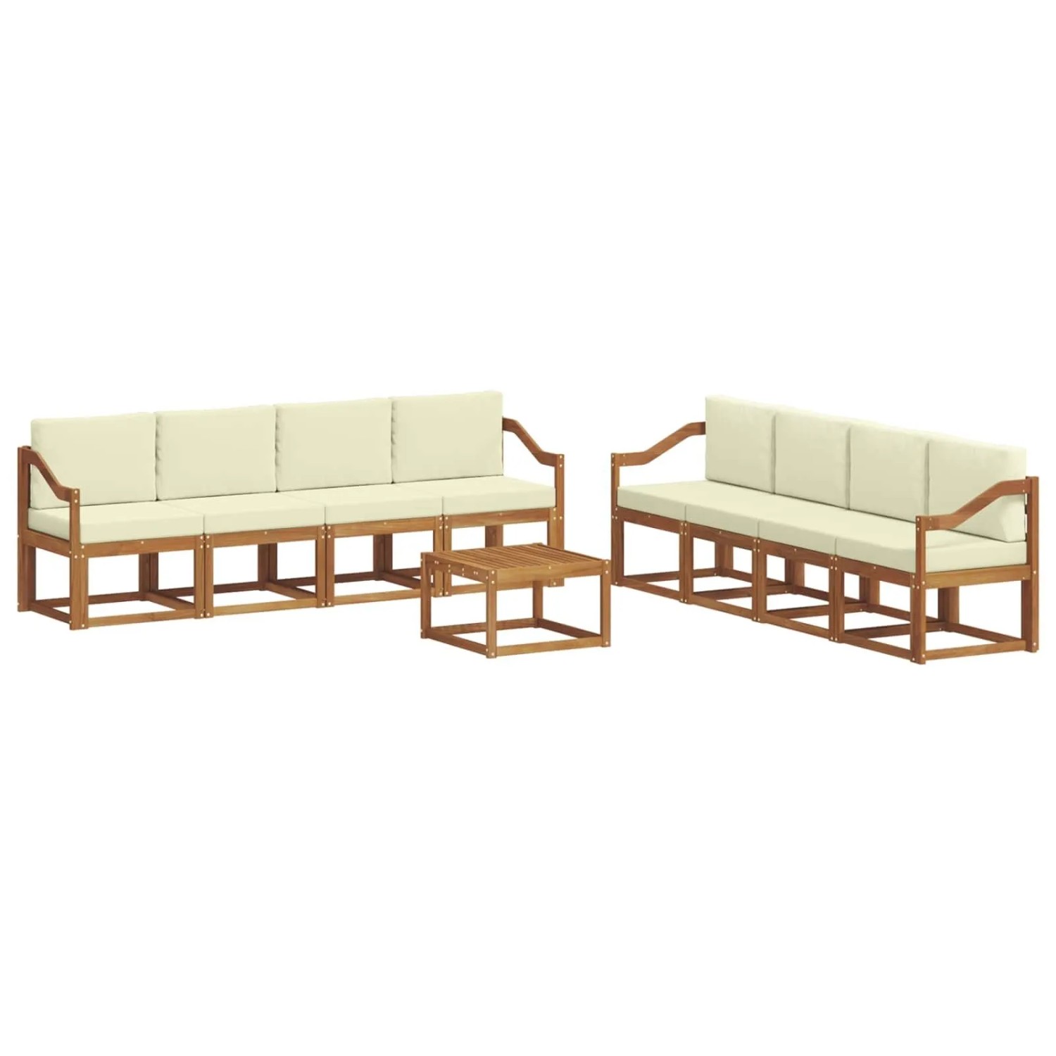 vidaXL Outdoor-Sofagarnitur 9 Stk Natur und Creme Massivholz Akazie 3366198
