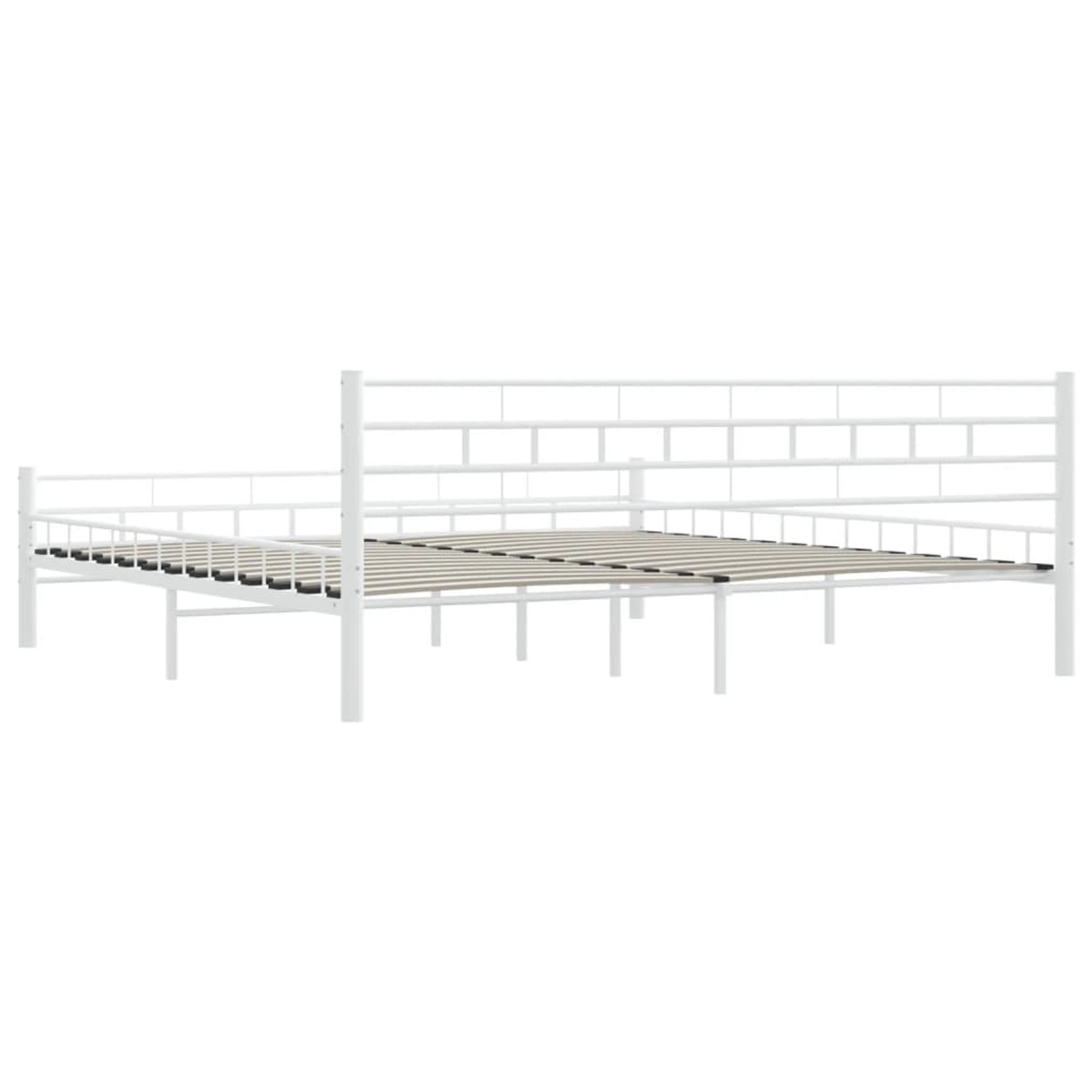 Weißes Metallbettgestell (180x200 cm) von vidaXL mit Lattenrost. Bett für Schlafzimmer.