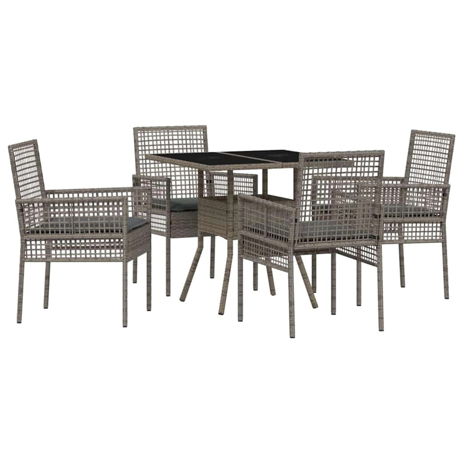 vidaXL Garten Essgruppe 5-Tlg Grau Poly Rattan 3334928 günstig online kaufen