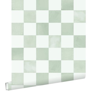 ESTAhome Tapete Karomuster Grün 53 cm x 10.05 m