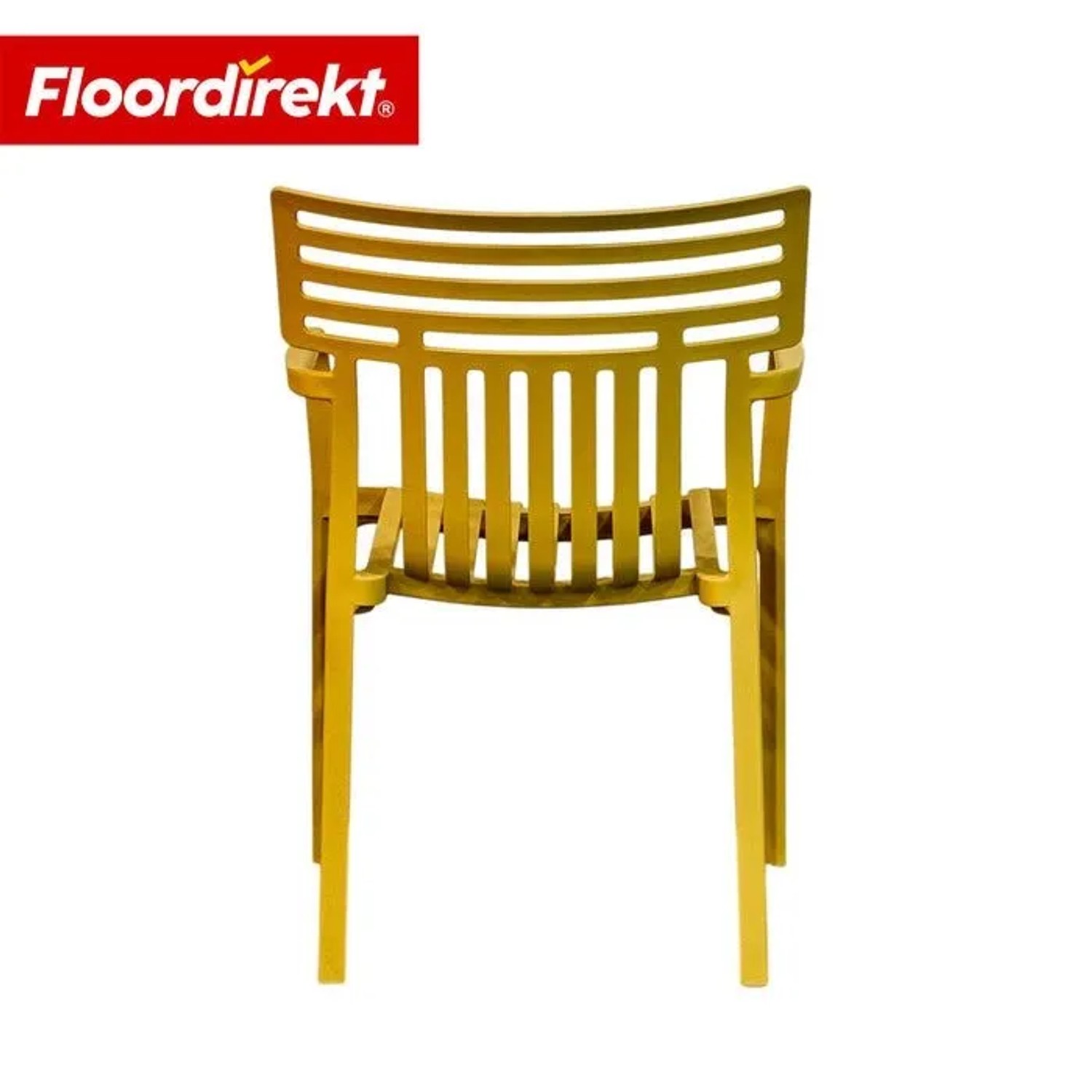 Gelber Floordirekt Gartenstuhl Sitwell, wetterfest und stapelbar, Rückansicht.