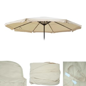 MCW Ersatzbezug für Sonnenschirm Carpi Pro Ø 5m, creme. Schutzhülle mit Volant und Luftzirkulationshaube.