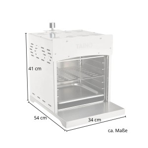 Taino XXL Gasgrill mit Pizzastein, Edelstahl, Maße: 34x54x41cm. Hochleistungsgrill für Steaks und Pizza.