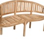 Helle 3-Sitzer Gartenbank Ambon aus Teakholz mit runder Rückenlehne.