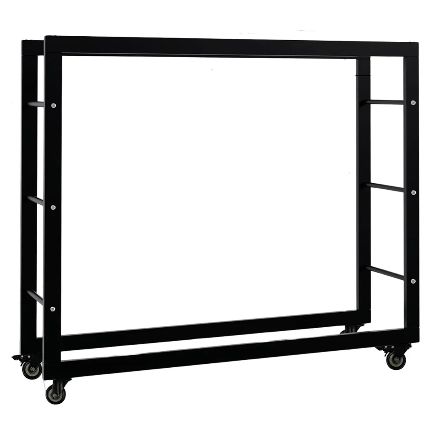 DELUKE Kaminholzregal Innen Metall SATLO Mit Rollen Brennholzregal Innen Kaminholzständer Feuerholzregal Schwarz 25x100x80cm