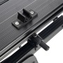Detailaufnahme: Anthrazitfarbener 24MOVE Campingtisch aus Aluminium, klappbar und höhenverstellbar.