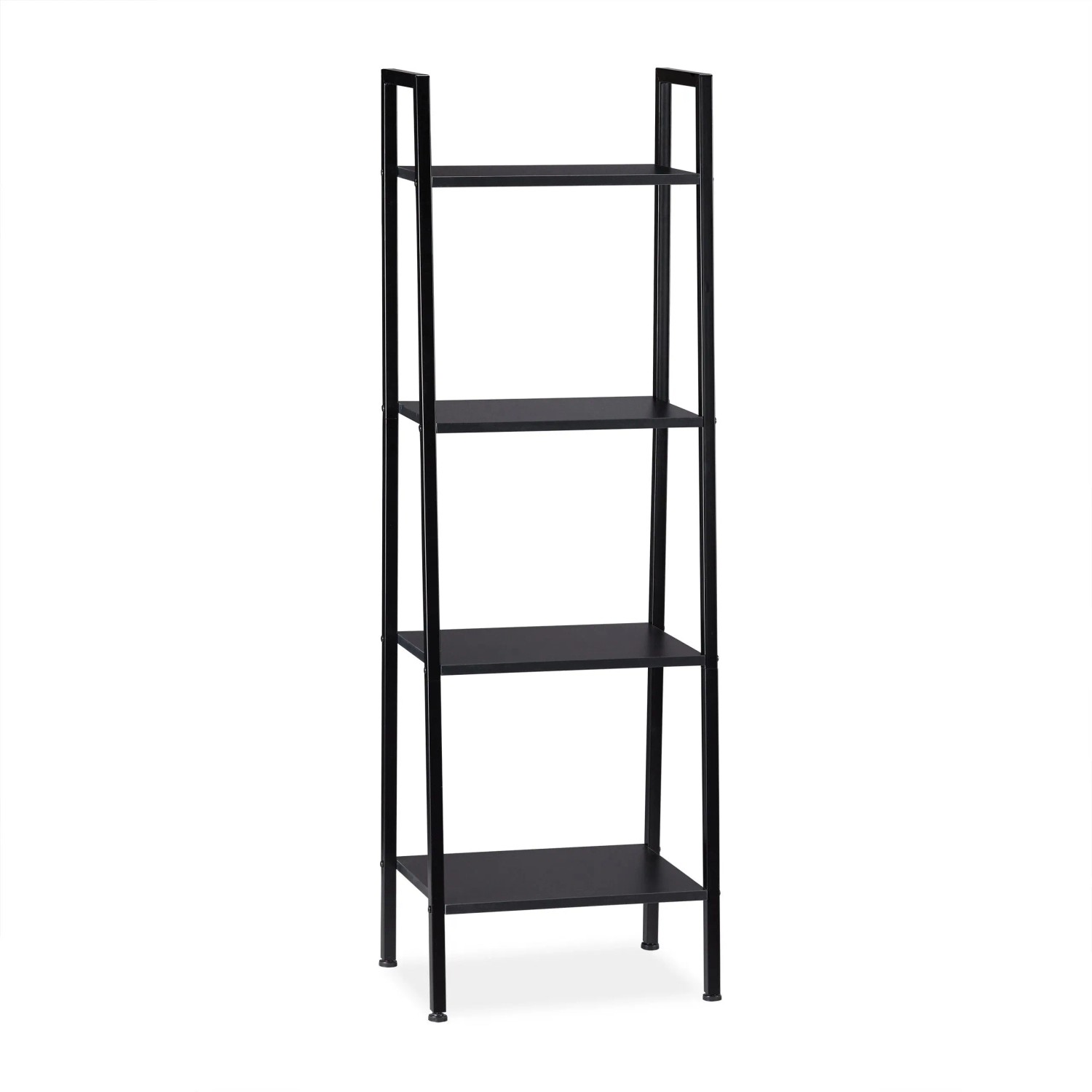 Relaxdays Standregal Metall Schwarz 4 Ablagen 136 cm x 44 cm x 31,5 cm