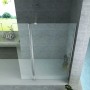 Belvit Duschwand 200x60cm aus 8mm Sicherheitsglas mit Nano Beschichtung und silbernem Aluminiumprofil für Duschen.