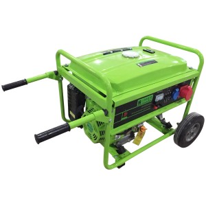 Grüner Zipper Stromerzeuger ZI-STE5500 mit Rädern und Handgriffen.