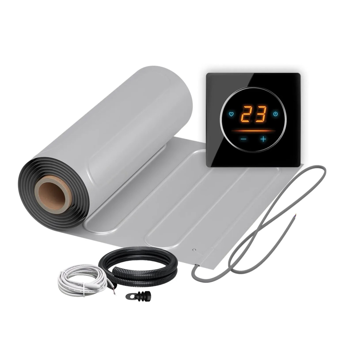 WARMON Fußbodenheizung Elektrisch ALU 150 W/m² mit WiFi Thermostat OKE 25 Schwarz 2 m²