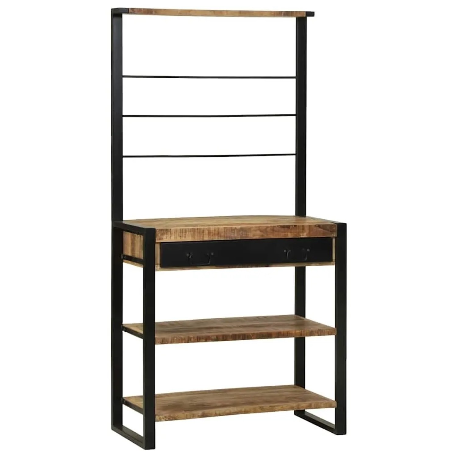 vidaXL Küchenregal Braun und Schwarz 80 x 40 x 160 cm Massivholz Mango 4015989
