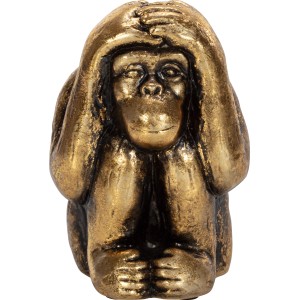 Dekorativer Affe aus dem 3-teiligen Dark Wonder Set, goldfarben, Hände vor den Augen.