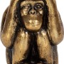 Dekorativer Affe aus dem 3-teiligen Dark Wonder Set, goldfarben, Hände vor den Augen.
