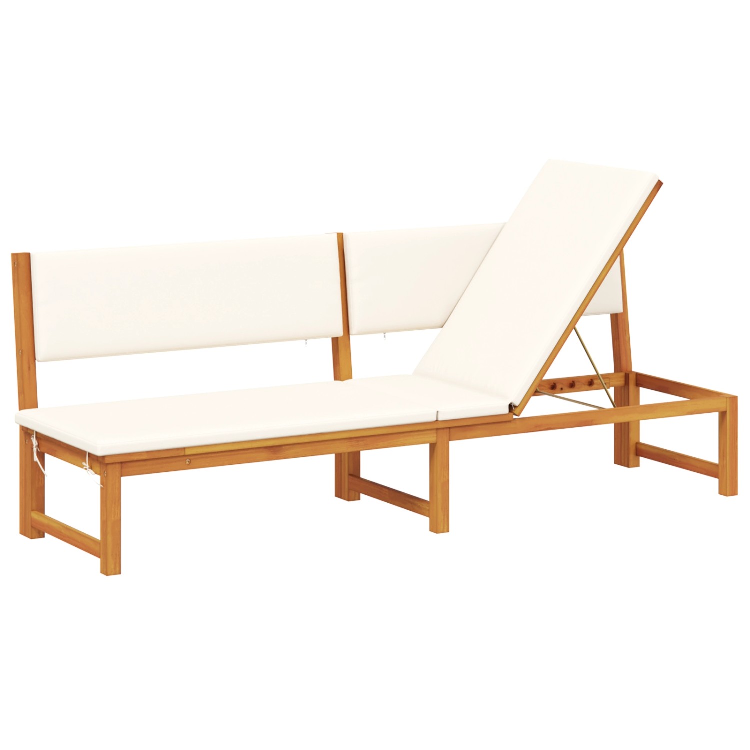vidaXL Sonnenliege 3-in-1 mit Cremefarbenen Kissen aus Solidem Akazienholz günstig online kaufen