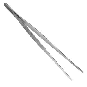 Lange Edelstahl Pinzette 300 mm für Küche & Gastronomie. Präzise Küchenpinzette mit geriffelten Griffen.