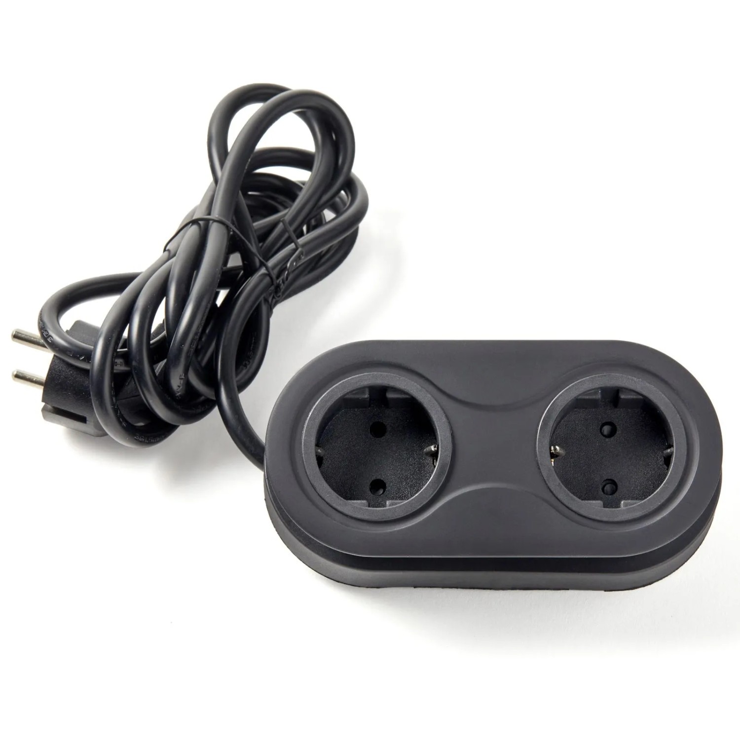 SOTECH Doppel Einbausteckdose Oval Schwarz mit 2x Schuko