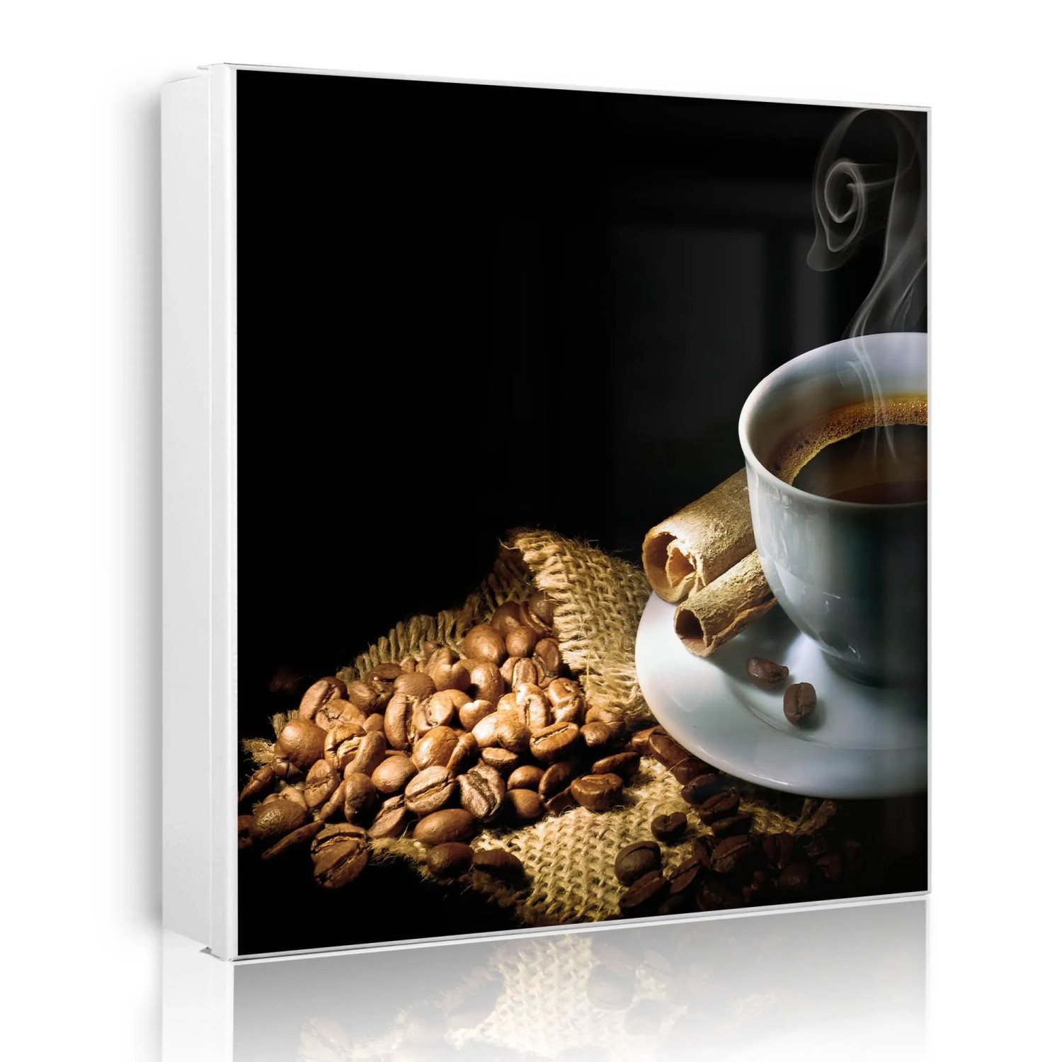 Banjado Großer Schlüsselkasten Metall 30x30cm Weiß Scharnier Links 50 Haken Beschreibbar Magnetisch Motiv Hot Coffee