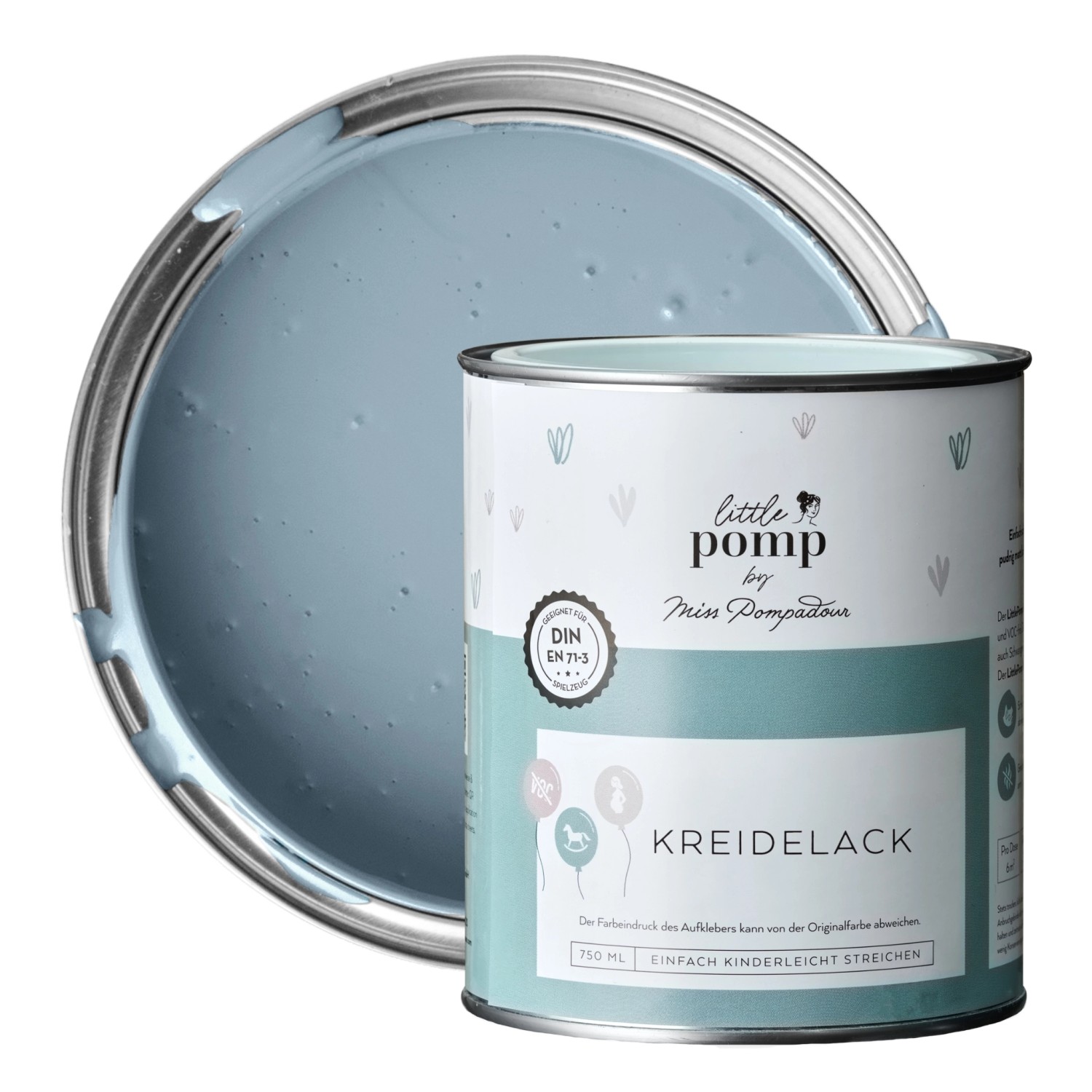 Thumbnail - MissPompadour Kreidefarbe für Möbel Blau & Edel 750ml Geruchsarme Möbelfarbe Innen