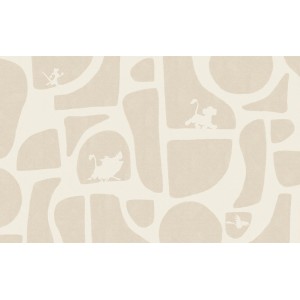 Beige Vlies Fototapete mit Disney's König der Löwen Motiven und abstrakten Formen.