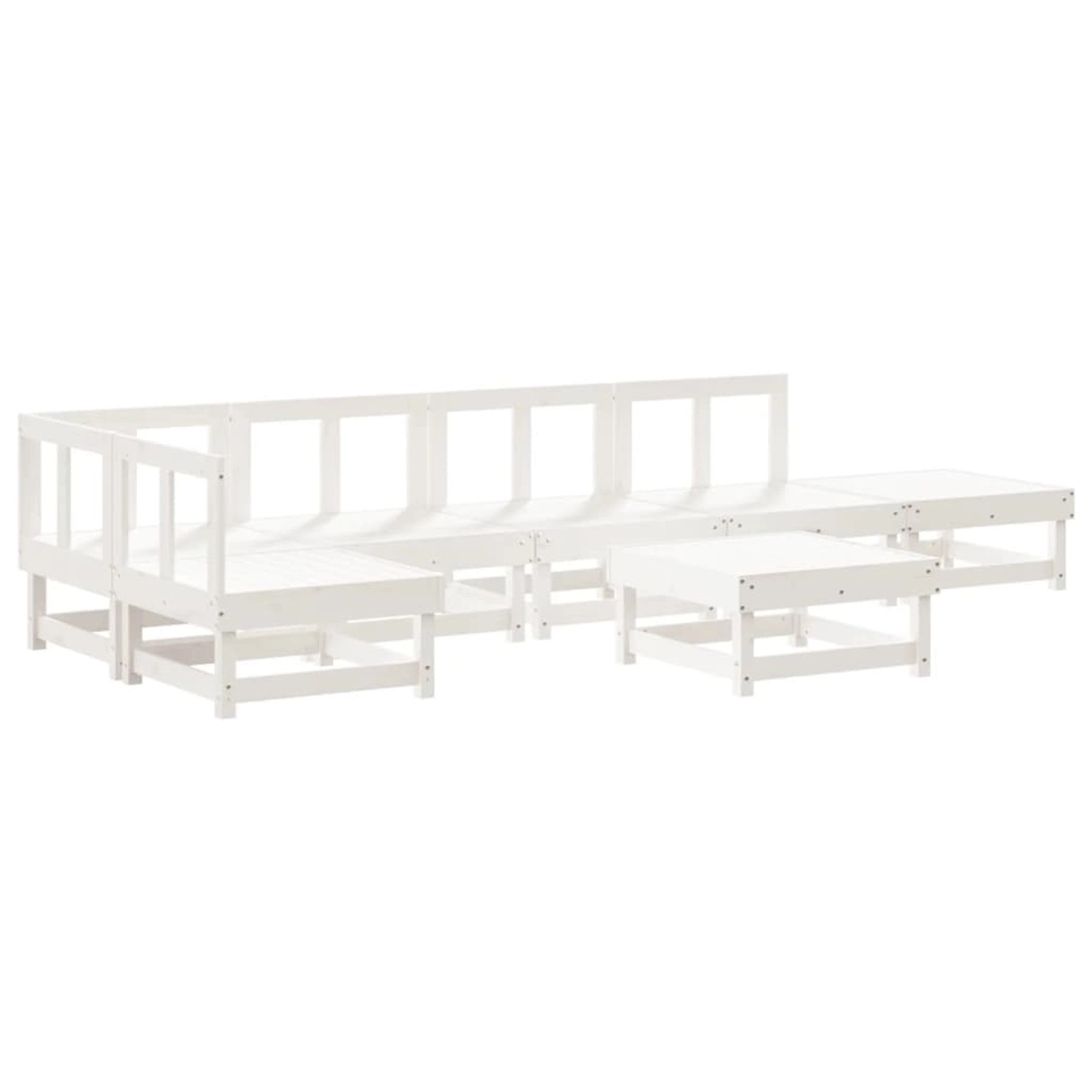 vidaXL 7-Tlg Garten-Lounge-Set Weiß Massivholz Kiefer 3186509