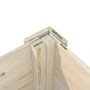 Detailaufnahme Ecke Palmako Gerätehaus Leif, Holz mit Maßen 16x95 mm und 32x40 mm.