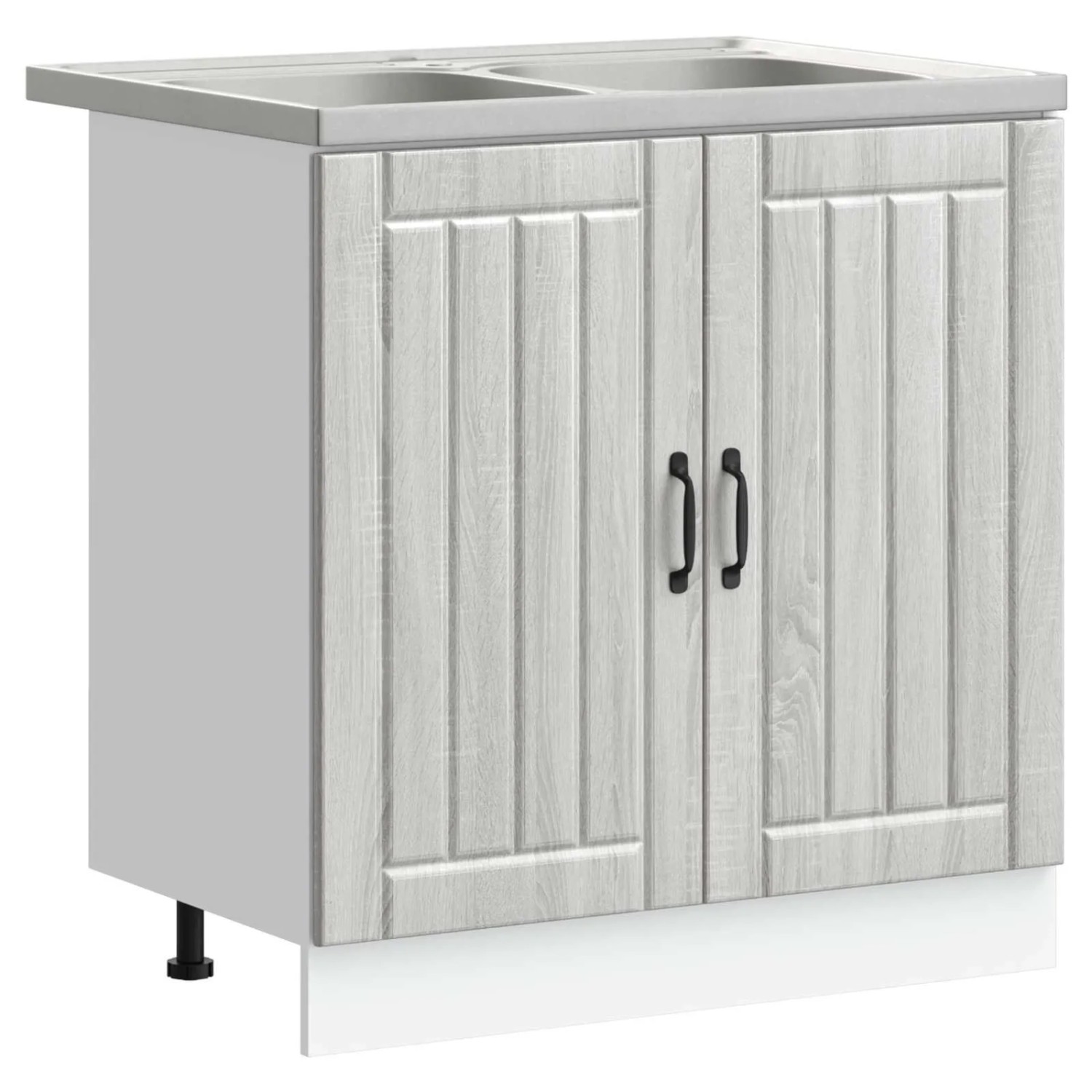 vidaXL Waschbecken-Unterschrank mit Speicher Lucca 2 Stk Graues Sonoma 3315017