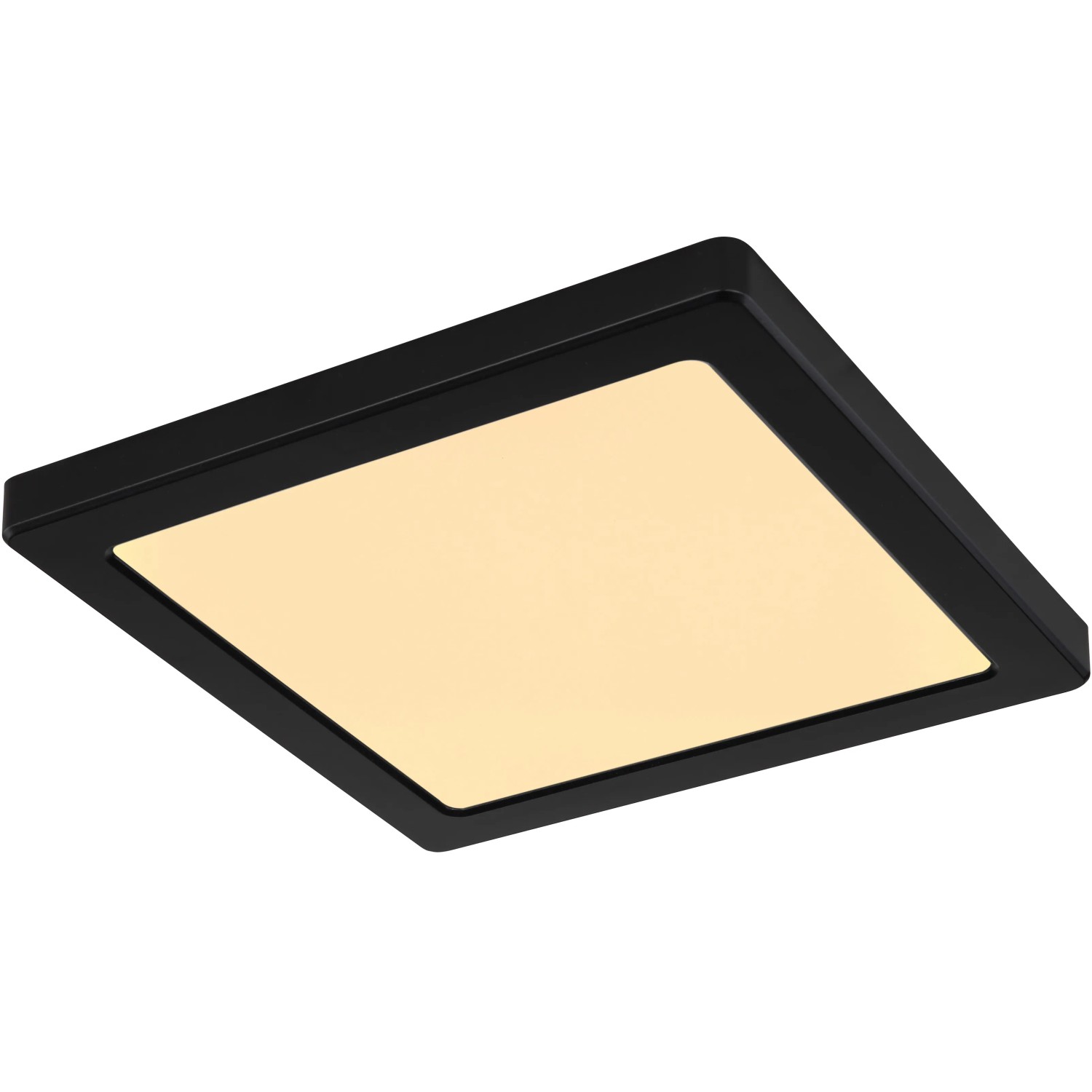 Schwarze, quadratische LED-Deckenleuchte Lasse von Globo, 217x217x17 mm.
