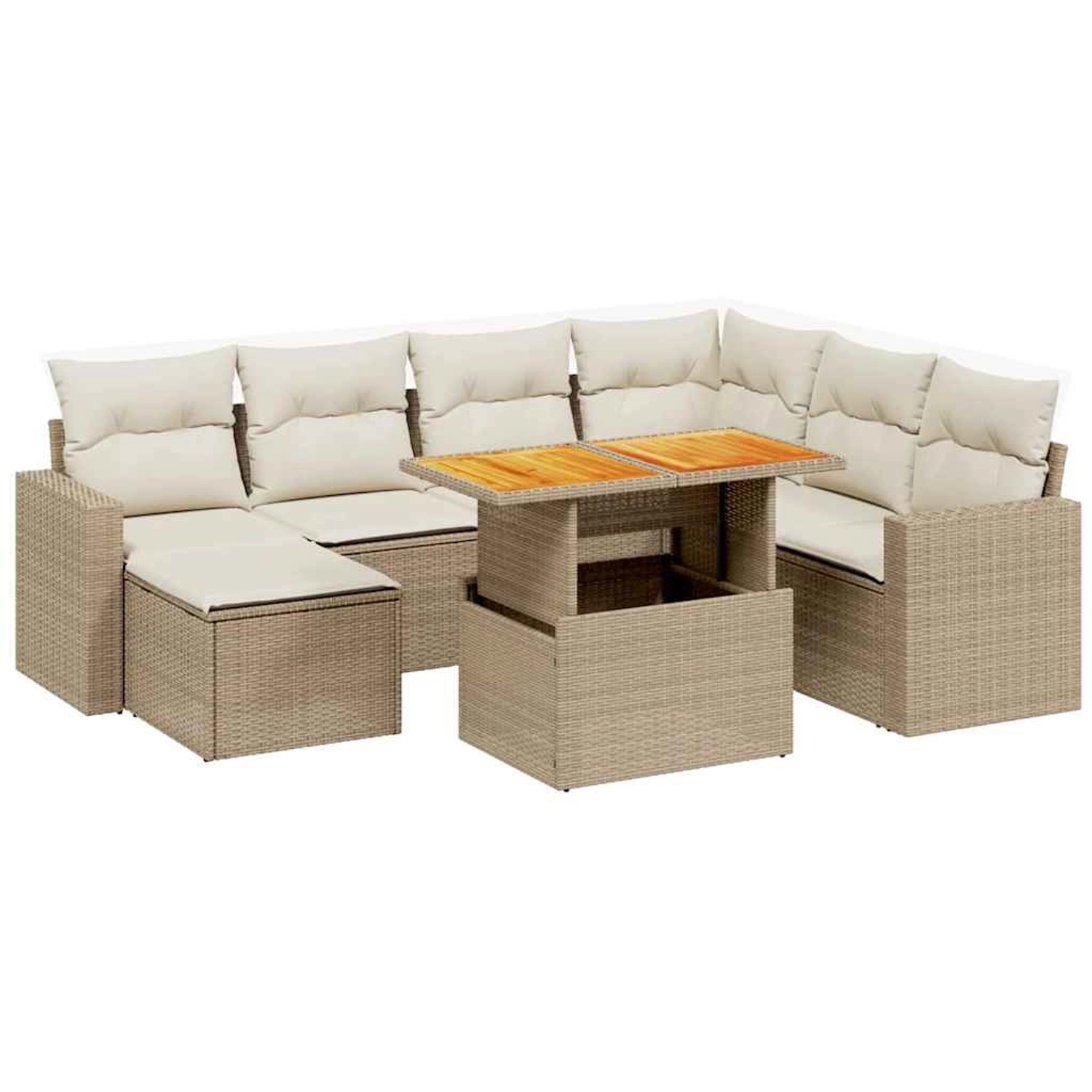 vidaXL 8-Tlg Garten-Sofagarnitur mit Kissen Beige Poly Rattan 3275606 günstig online kaufen