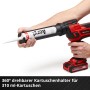 Einhell Akku-Kartuschenpistole TE-SG 18/10 Li Solo mit eingesetzter Kartusche in der Hand.