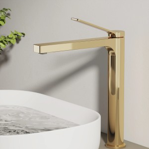Emke Wasserhahn Waschbeckenarmaturen 335 x 233 x 46 mm Champagnergold Mischbatterie Küchenarmatur mit Luftsprudler