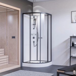 Breuer Runddusche mit Schiebetür und Rückwänden, 200x90 cm, Komplettdusche.