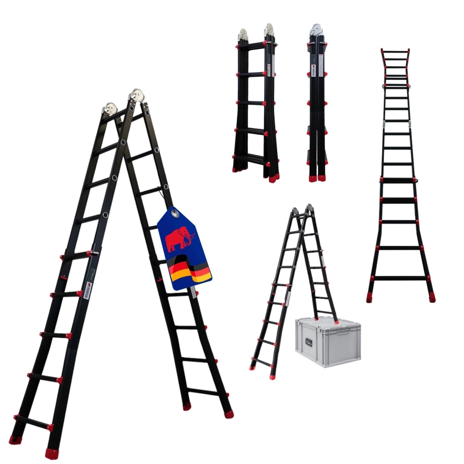 PROREGAL Sprossen-Mehrzweckleiter APOLLO 3-In-1 Aluminiumleiter 4x5 Sprosse günstig online kaufen