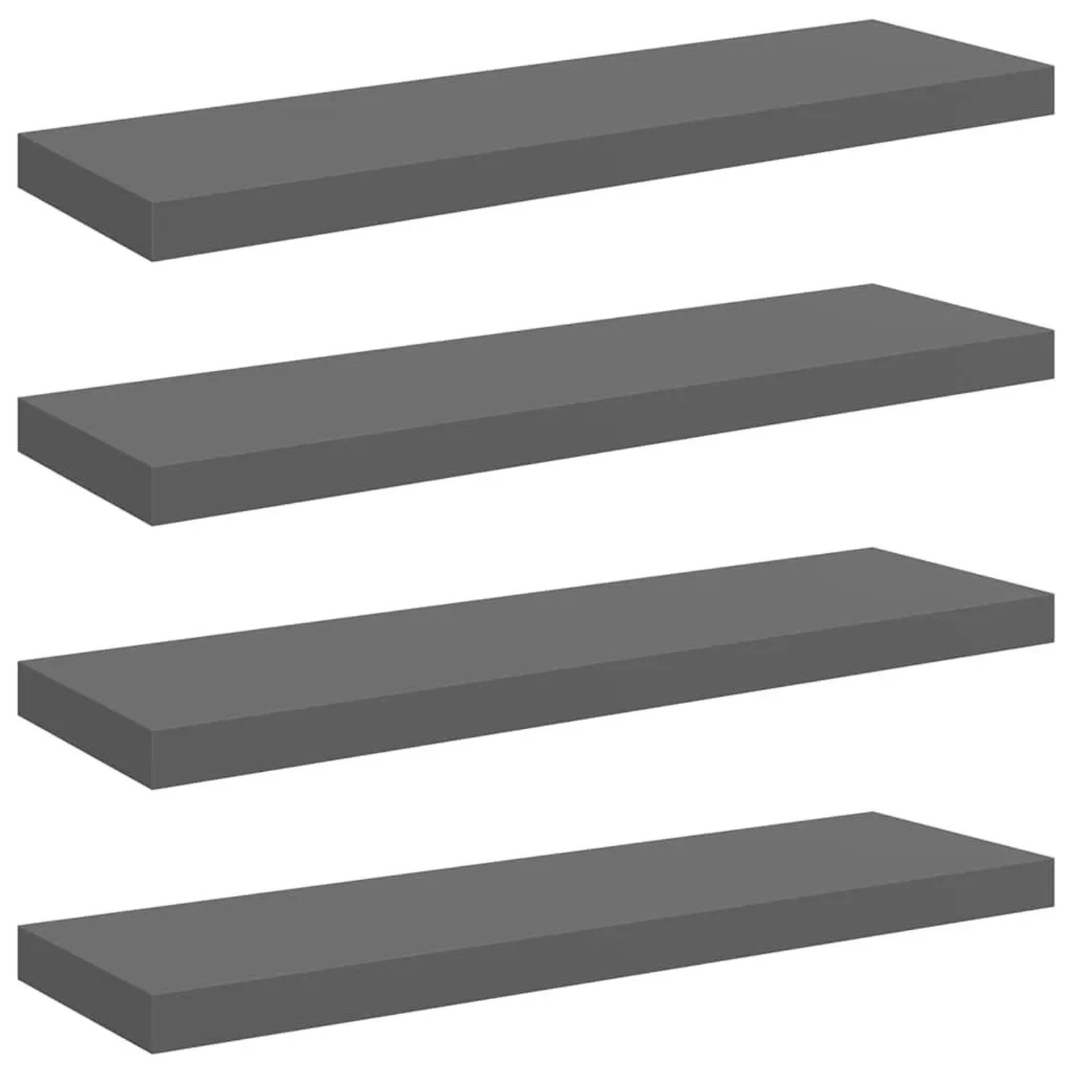 vidaXL Schweberegale 4 Stk Hochglanz-Grau 80x23,5x3,8 cm MDF 323795