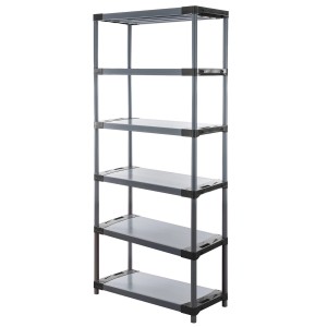 Graues PROREGAL Kunststoffregal Grey Bear Extra-Tall mit 6 Böden, Fachlast 120kg.