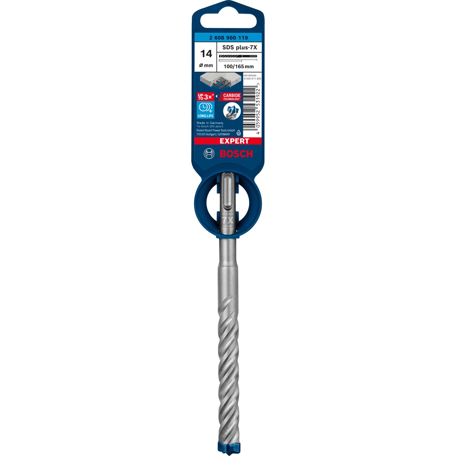 Bosch Expert Hammerbohrer SDS Plus-7X 14 mm x 100 mm x 165 mm