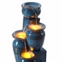 4-stufiger Gartenbrunnen mit LED-Beleuchtung, solarbetrieben, blau. Dekorative Kaskade für den Außenbereich.