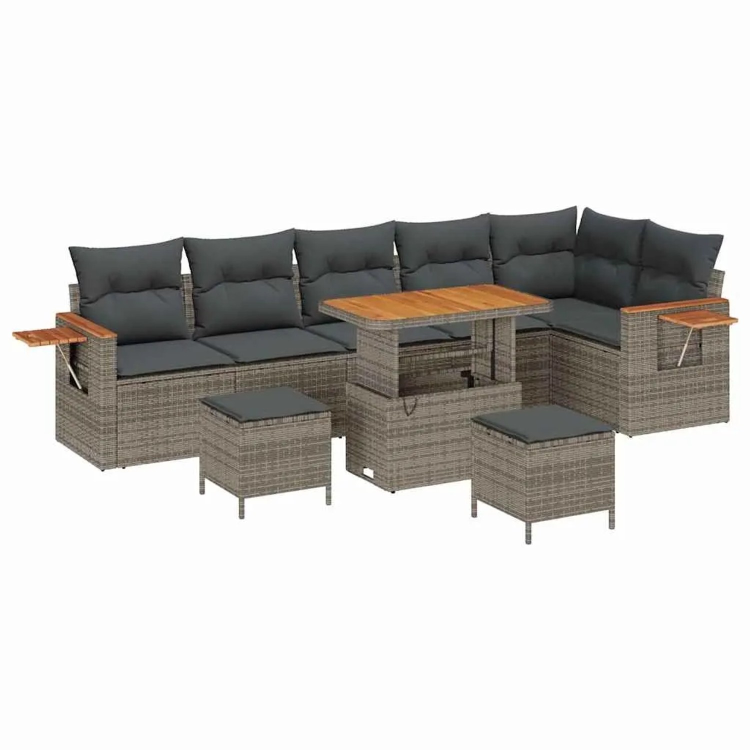 Thumbnail - vidaXL Gartensofa-Set mit Kissen 11 Stk Grau Poly-Rattan 3365148