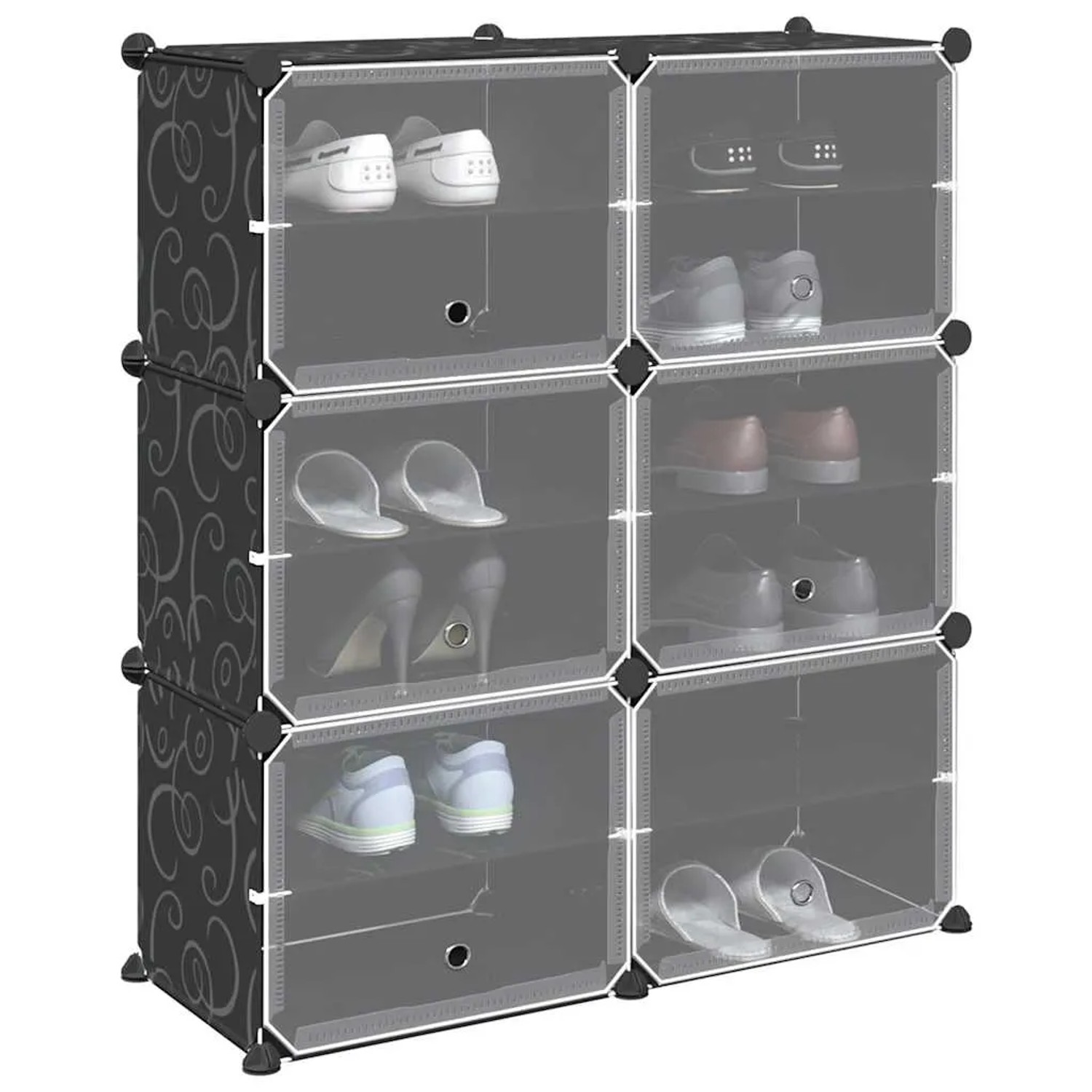 vidaXL Regalsystem mit 6 Würfeln und Türen Schwarz PP 4019576_2