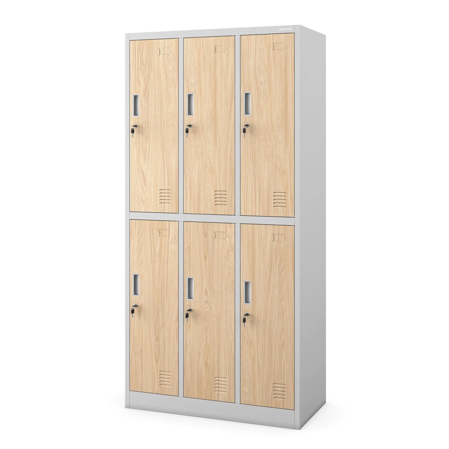 JAN NOWAK Arbeitsschutz-Garderobenschrank Grau Eiche Sonoma 6-Türig IGOR 185x90x45 cm
