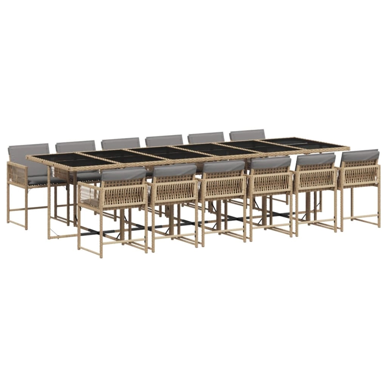 vidaXL 13-Tlg Garten-Essgruppe mit Kissen Beigemischung Poly Rattan 3211488 günstig online kaufen