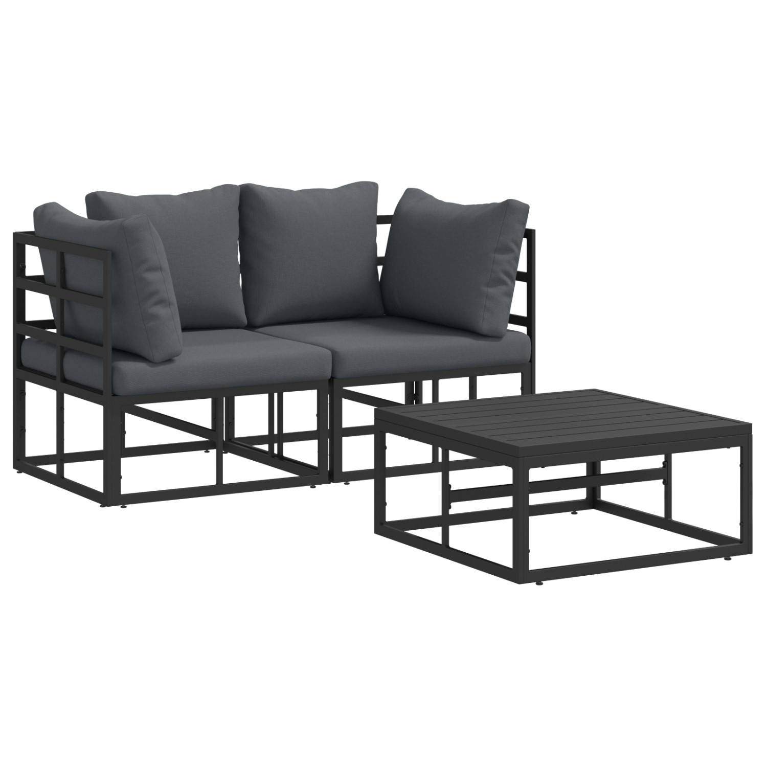 vidaXL Garten-Sofa-Set mit Kissen 3-Tlg Schwarz Aluminium 3378839 günstig online kaufen
