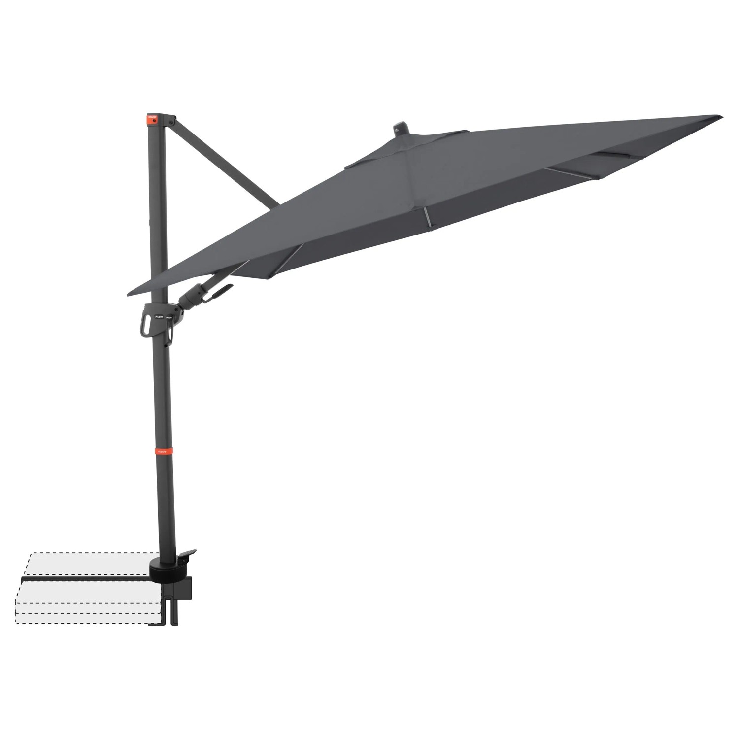 Doppler Ampelschirm MyZone 210 cm x 210 cm Anthrazit mit Kurbelmechanik